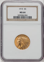 1915 $5 Indian Half Eagle NGC MS62
