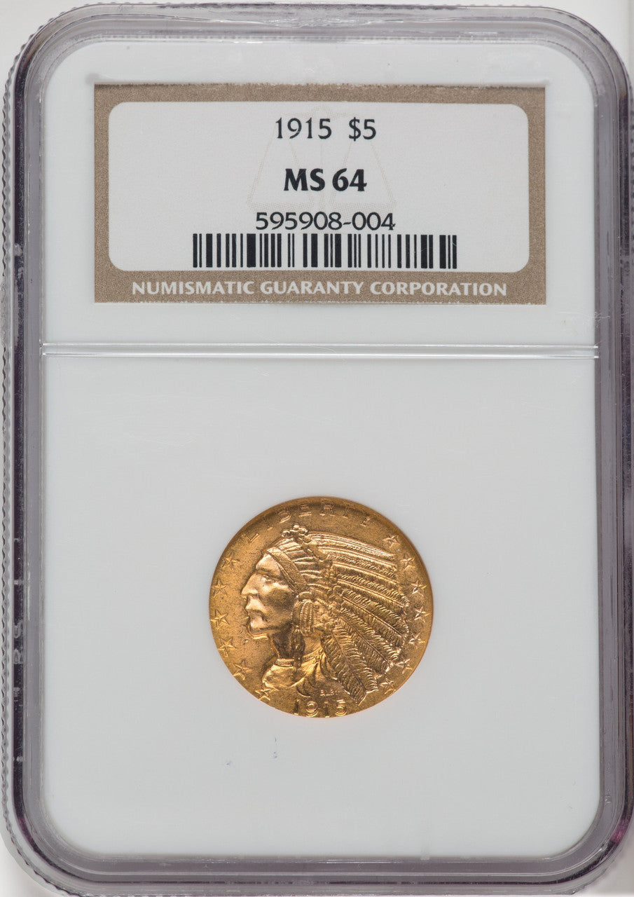 1915 $5 Indian Half Eagle NGC MS62