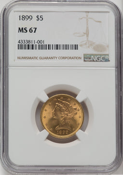 1899 $5 Liberty Half Eagle NGC MS67