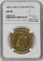 1803 $10 Large Star Early Eagle NGC AU58