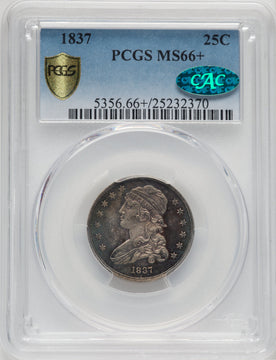 1837 25C CAC Bust Quarter PCGS MS66+