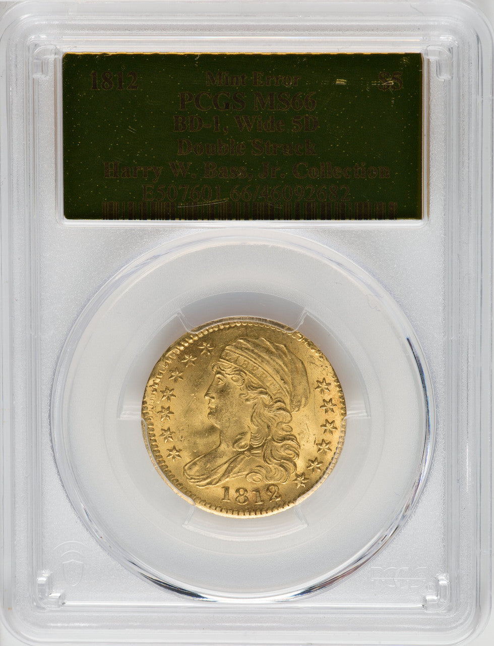1812 $5 BD-1 Early Half Eagle PCGS MS66
