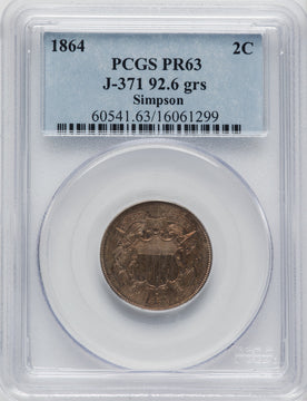 1864 2C J-371 Patterns PCGS MS63