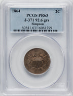 1864 2C J-371 Patterns PCGS MS63