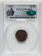 1872 $2.50 J-1233 BN CAC Patterns PCGS MS64