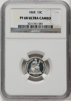 1868 10C Proof Seated Dime NGC PR68