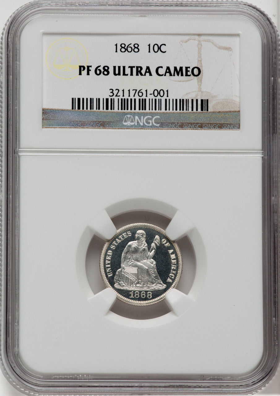 1868 10C Proof Seated Dime NGC PR68