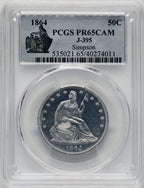 1864 50C Judd-395 CA Patterns PCGS MS65
