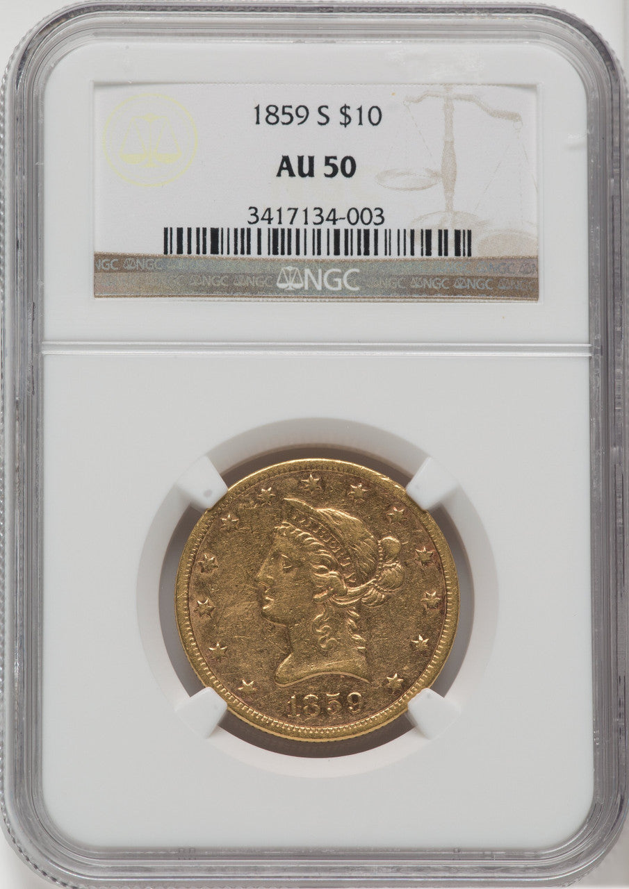 1859-S $10 Liberty Eagle NGC AU50