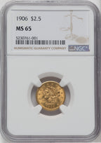 1906 $2.50 Liberty Quarter Eagle NGC MS65