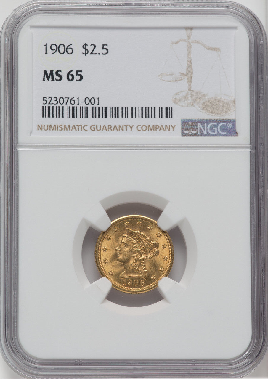 1906 $2.50 Liberty Quarter Eagle NGC MS65