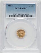 1852 Gold Dollar PCGS MS63