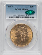1903 $20 CAC Liberty Double Eagle PCGS MS63
