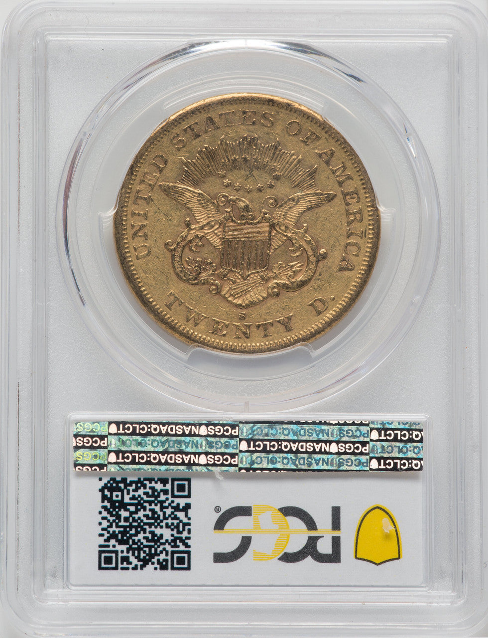 1865-S $20 Liberty Double Eagle PCGS AU50