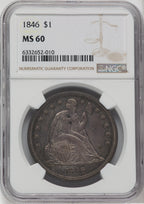 1846 S$1 Seated Dollar NGC MS60