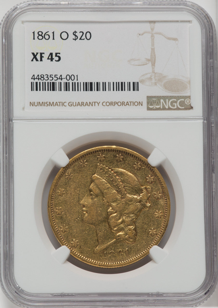 1861-O $20 Liberty Double Eagle NGC XF45