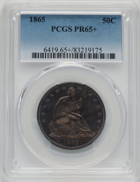 1865 50C Proof Seated Half Dollar PCGS PR65+