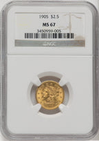 1905 $2.50 Liberty Quarter Eagle NGC MS67