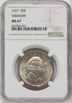 1927 50C Vermont Commemorative Silver NGC MS67