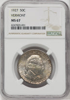 1927 50C Vermont Commemorative Silver NGC MS67