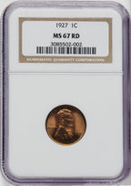 1927 1C RD Lincoln Cent NGC MS67