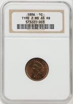 1886 1C Type Two RB Indian Cent NGC MS65