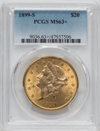 1899-S $20 Liberty Double Eagle PCGS MS63+