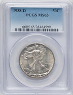 1938-D 50C Walking Liberty Half Dollar PCGS MS65
