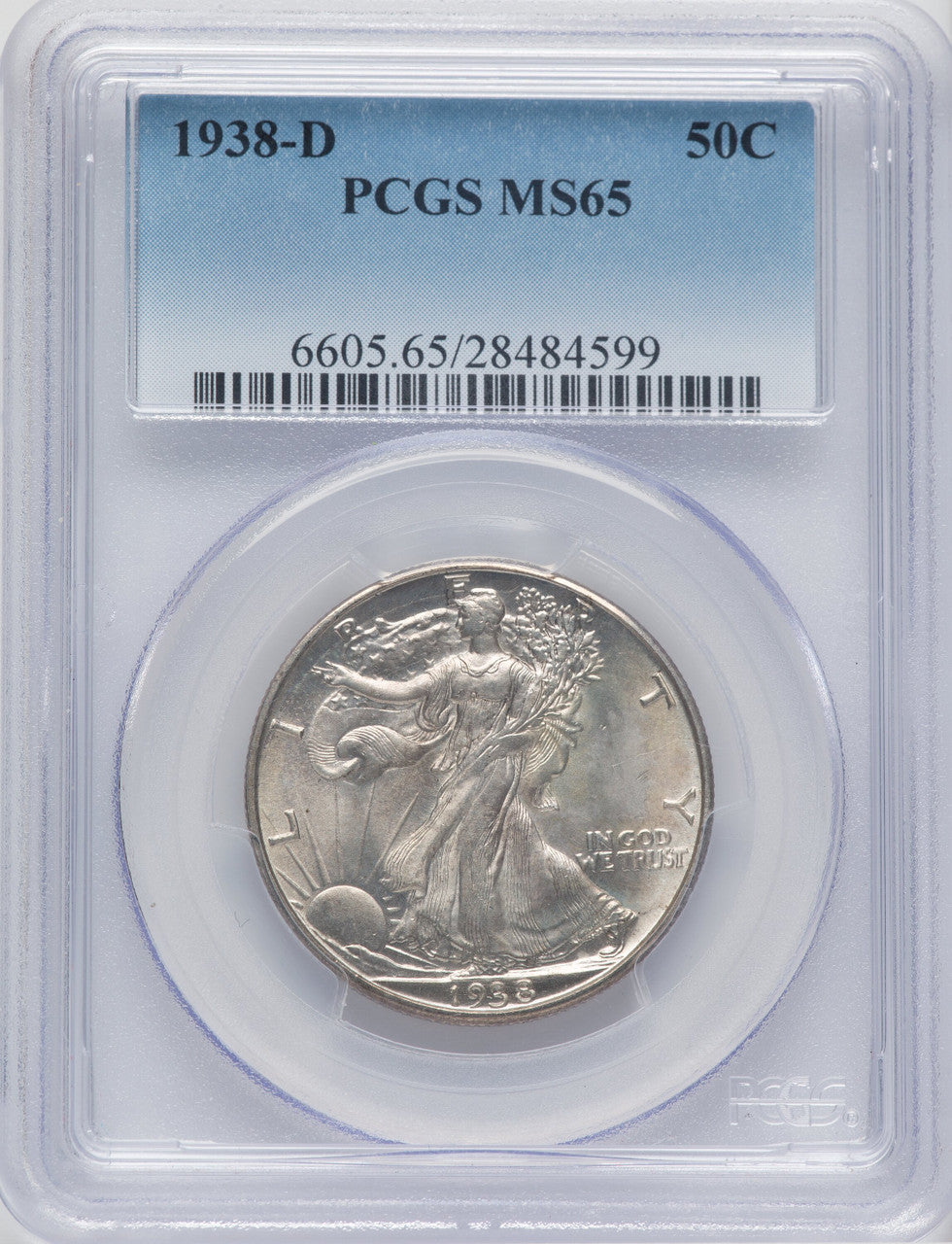 1938-D 50C Walking Liberty Half Dollar PCGS MS65