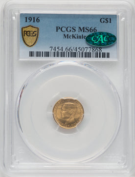 1916 G$1 McKinley CAC Commemorative Gold PCGS MS66