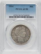 1914 50C Barber Half Dollar PCGS AU50