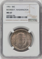 1951 50C Booker T. Washington Commemorative Silver NGC MS67