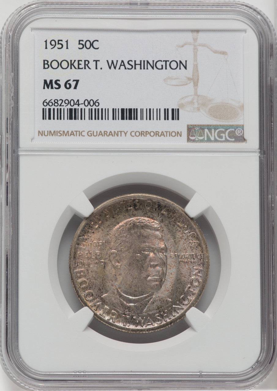 1951 50C Booker T. Washington Commemorative Silver NGC MS67