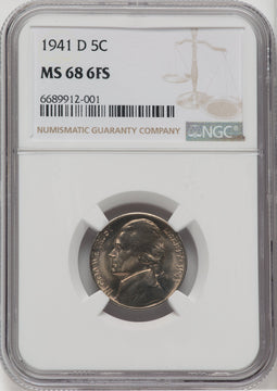 1941-D 5C 6F Jefferson Nickel NGC MS68