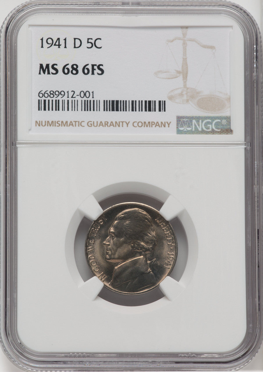 1941-D 5C 6F Jefferson Nickel NGC MS68