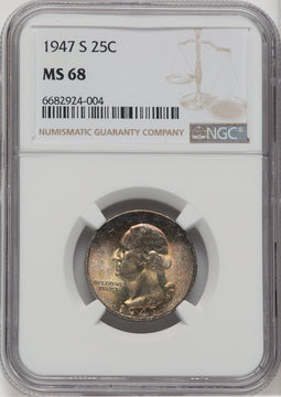 1947-S 25C Washington Quarter NGC MS68