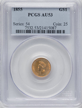 1855 G$1 Type Two Gold Dollar PCGS AU53