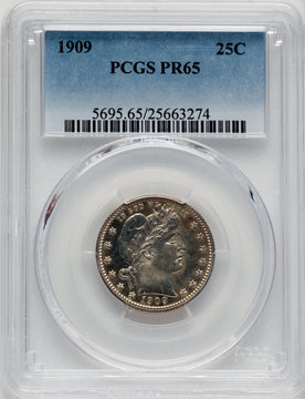 1909 25C Proof Barber Quarter PCGS PR65