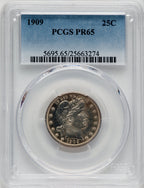 1909 25C Proof Barber Quarter PCGS PR65