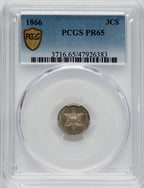 1866 3CS Proof Three Cent Silver PCGS PR65