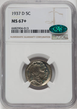 1937-D 5C CAC Buffalo Nickel NGC MS67+