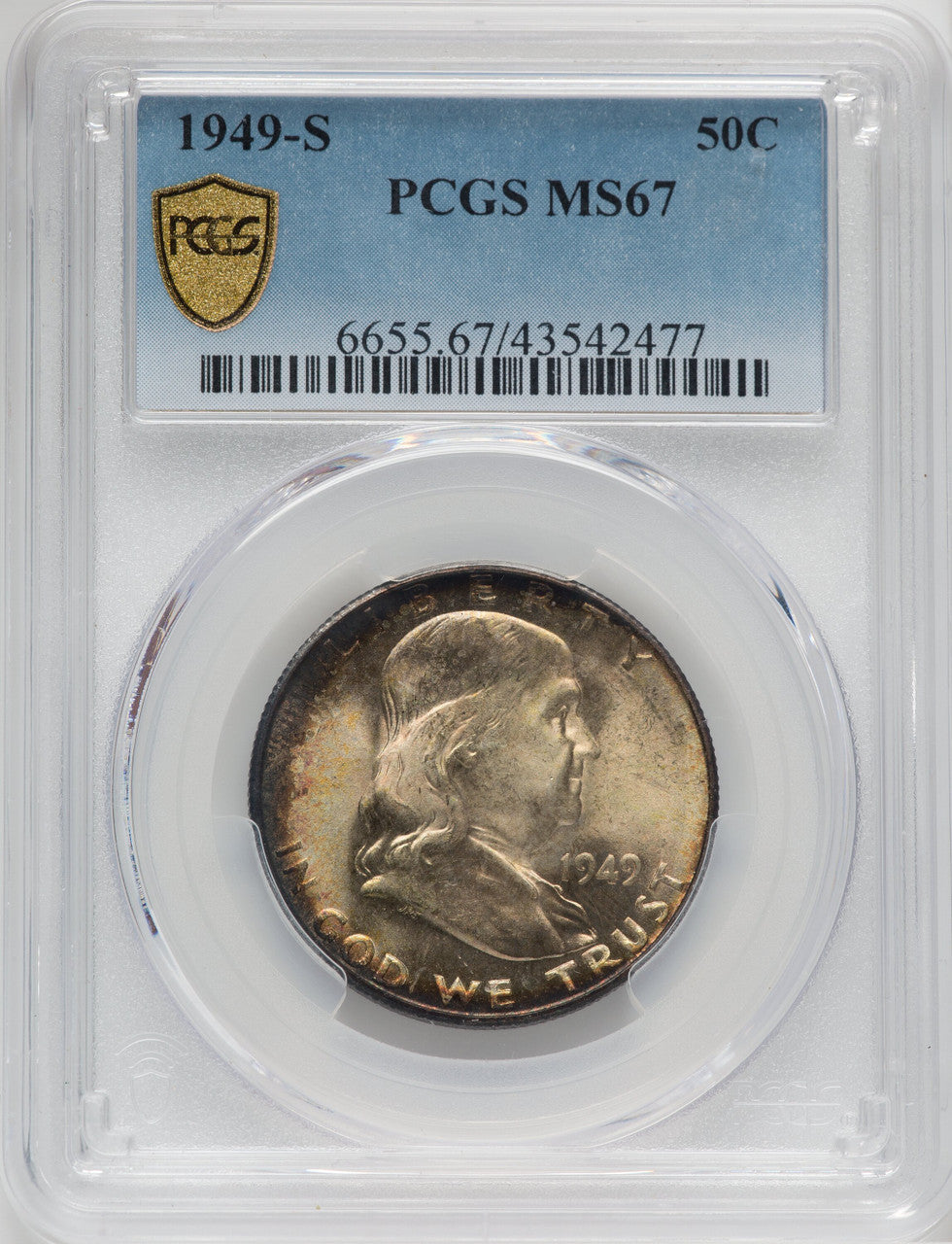 1949-S 50C Franklin Half Dollar PCGS MS67