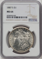 1887-S $1 Morgan Dollar NGC MS64