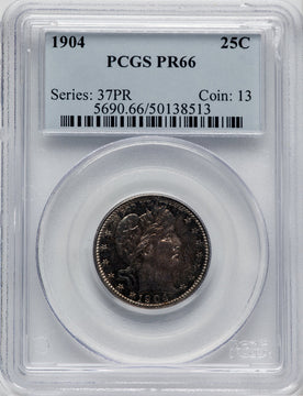 1904 25C Proof Barber Quarter PCGS PR66