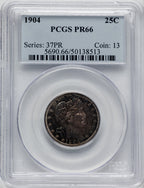 1904 25C Proof Barber Quarter PCGS PR66