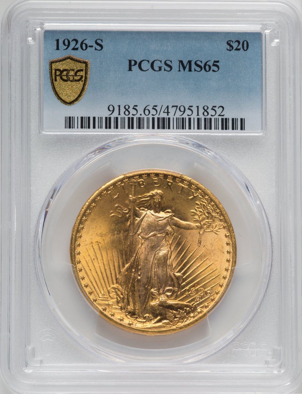 1926-S $20 Saint-Gaudens Double Eagle PCGS MS65