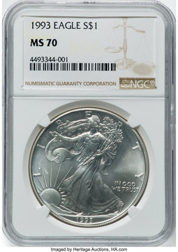 1993 S$1 Silver Eagle NGC MS70