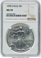 1998 S$1 Silver Eagle NGC MS70