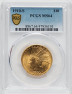 1910-S $10 Indian Eagle PCGS MS64
