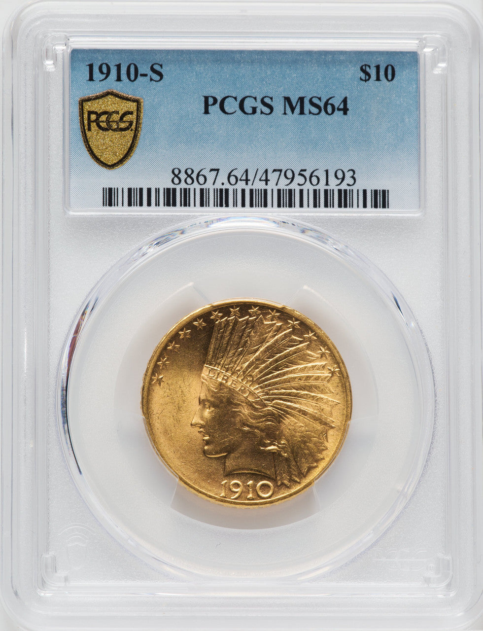 1910-S $10 Indian Eagle PCGS MS64